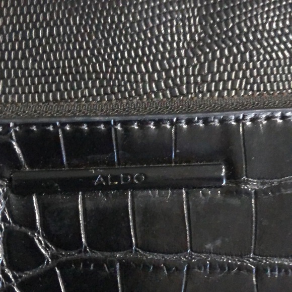 Black Croc-Embossed Crossbody Bag with Scarf Accent - Picture 2 of 3